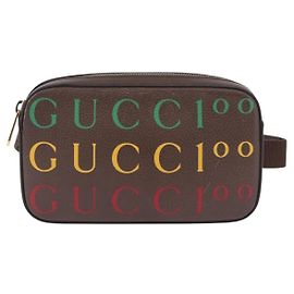 Cinto Gucci Aria 100th Anniversary em couro estampado Marrom