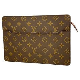 Louis Vuitton Monogram Pochette Homme Clutch Bag Brown