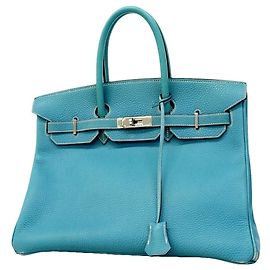 Hermès Hermes Birkin 35 Togo Handbag in Blue Jean Blue