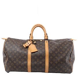 Louis Vuitton Keepall 55 Monogram Canvas Travel Bag in Brown M41424 Brown