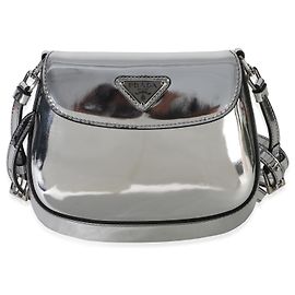 Mini Bolsa de Aba Cleo Prada em Prata Escovada Outro