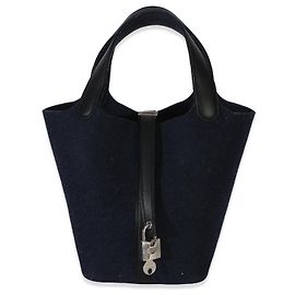 Hermès Bleu Nuit Feutre Black Swift Picotin Lock 18 PHW Nero Blu