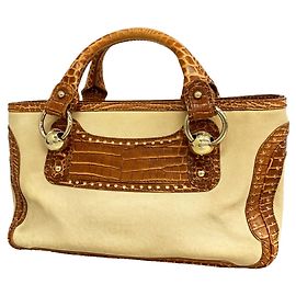 Céline Bolsa de mão em couro Celine Boogie Bag Marrom Bege