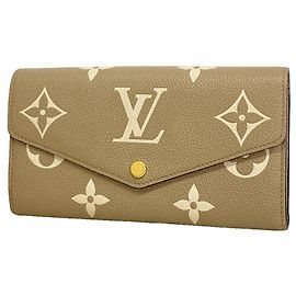 Louis Vuitton Monogram Empreinte Bicolor Portefeuille Sarah NM Long Wallet Gris Crudo