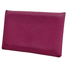 Hermès Hermes Calvi Card Case Purple
