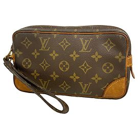 Sac pochette Louis Vuitton Monogram Marly Dragonne PM Marron