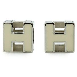 Hermès Orecchini Hermes Caged d'H H Cube Bianco