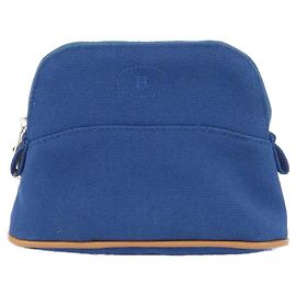 Hermès Bolide MiniMini Canvas Pouch Blue