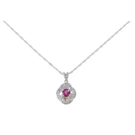 Autre Marque Pt900 Pt850 Ruby Diamond Necklace Red