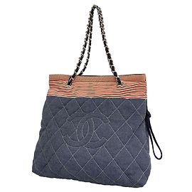 Chanel Navy Canvas Tote Bag Navy blue