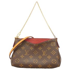 Louis Vuitton Monogram Pallas Clutch Handbag Brown