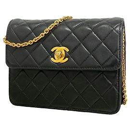 Bolsa de Ombro Chanel Mini Matelassé com Corrente Preto