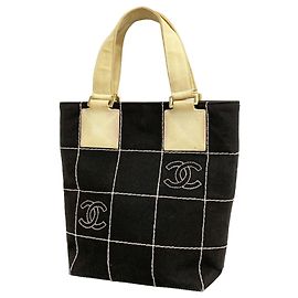 Chanel Black Canvas Tote Bag Black