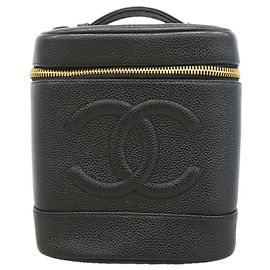 Bolsa Vanity Chanel em couro de bezerro granulado preto Preto