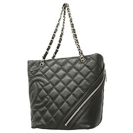 Saco Tote Chanel Cambon em pele de vitelo Preto