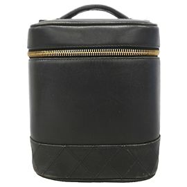 Borsa Vanity Chanel in pelle d'agnello nera Nero