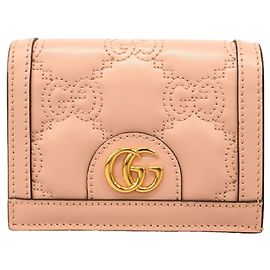 Gucci GG Matelassé Pink Leather Bi-Fold Wallet Pink