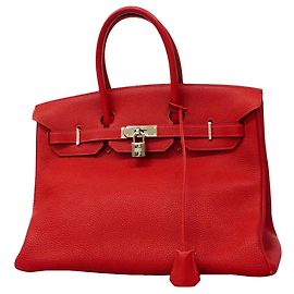 Hermès Hermes Birkin 35 Togo Rouge Vif Handbag Red