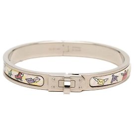Pulsera Hermès Mini Clic Kelly Flagship estrecha de esmalte blanco Otro