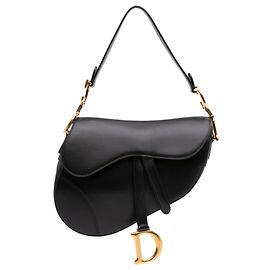 Bolsa Saddle Dior em pele de vitelo lisa preta Preto