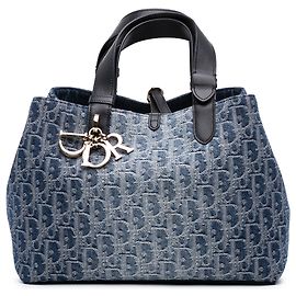 Dior Blue Medium Oblique Denim Toujours Tote Blue
