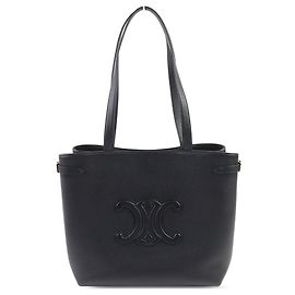Céline Celine Cabas Anais Tote en cuir de veau grainé noir taille Medium Cuir Triomphe Noir