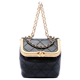 Bolsa My Crush Chanel em pele de cordeiro micro acolchoada preta Preto