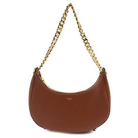 Céline Bolsa de Ombro Ava Celine em Pele de Bezerro Castanha Medium Marrom