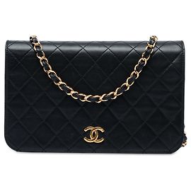 Chanel Black CC Quilted Lambskin Full Single Flap Noir