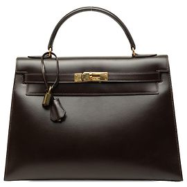 Hermès Brown Box Calf Kelly II Sellier 32 Marron Marron foncé