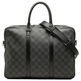 Louis Vuitton Black Damier Graphite Porte Documents Voyage PM Nero