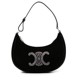 Céline Borsa a tracolla Ava in velluto nero con strass Triomphe Celine Nero