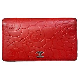 Chanel Camellia Wallet On Chain Red Leather Red