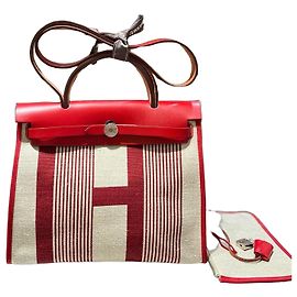 Sac Hermès Herbag Zip 31 Rouge Beige