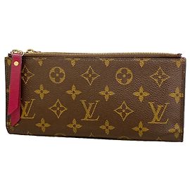 Louis Vuitton Monogram Portefeuille Adele Long Wallet Brown Fuschia