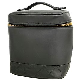 Chanel Black Bicolore Lambskin Vanity Bag Black