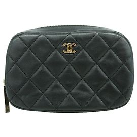 Chanel Matelassé Lammleder Pouch - Black Schwarz