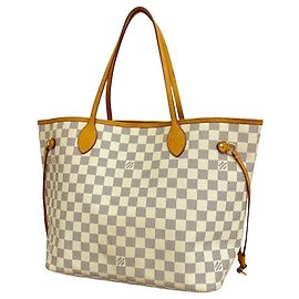 Louis Vuitton Damier Azur Neverfull MM Tote Bag Weiß