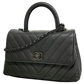 Bolsa Chanel em couro de bezerro granulado preto Preto