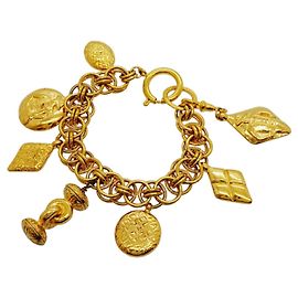 Bracelet à breloque Chanel Matelassé Mademoiselle plaqué or Doré