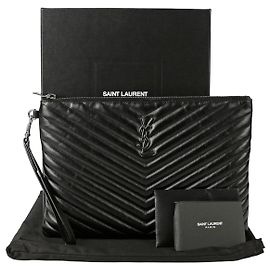 Pochette Tablet Saint Laurent Noir Cuir Noir