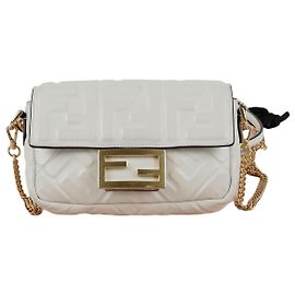 Fendi Mini Bolsa Baguette de Ombro Branco