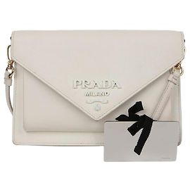Prada Mini bolsa de ombro e clutch monocromática Branco