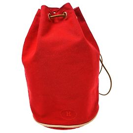 Hermès Hermes Polochon Drawstring Cotton Red