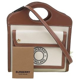 Burberry Mini Tote Shoulder Bag com bolso Marrom