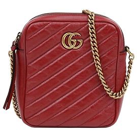 Gucci Borsa a tracolla e spalla GG Marmont con catena Rosso