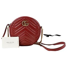 Gucci Borsa a tracolla rotonda mini GG Marmont Rosso