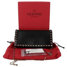 Valentino Garavani Borsa a tracolla Rockstud Woc Chain Clutch Nero