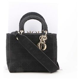 Dior Saco de Ombro Lady Di Lite Tote Medium com Bordado Cannage Preto Preto