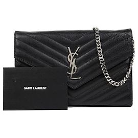 Saint Laurent Monogram Chain Wallet Crossbody Black